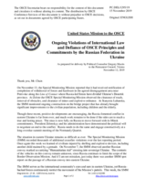 Statement by the Delegation of the United States of America on Russia’s ongoing aggression against Ukraine and illegal occupation of Crimea