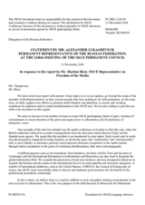 Statement by the Delegation of the Russian Federation in response to the report by the OSCE Representative on Freedom of the Media, Mr. Harlem Désir