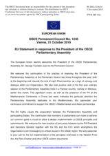 Statement by the Finnish EU Presidency in response to the address by the President of the OSCE Parliamentary Assembly, H.E. Mr. George Tsereteli