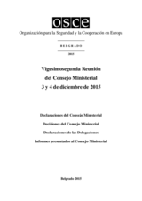 Final Document of the Twenty-Second Meeting of the Ministerial Council, Belgrade, 3-4 December 2015 (es) Final Document of the Twenty-Second Meeting of the Ministerial Council, Belgrade, 3-4 December 2015 (es)