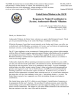 Statement by the Delegation of the United States of America in response to the report by the OSCE Project Co-ordinator in Ukraine, Ambassador Henrik Villadsen