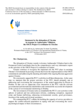 Statement by the Delegation of Ukraine in response to the report by the OSCE Project Co-ordinator in Ukraine, Ambassador Henrik Villadsen