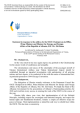 Statement by the Delegation of Ukraine in response to the address by the Chairperson-in-Office of the OSCE, Prime Minister and Minister for Europe and Foreign affairs of Albania, H.E. Mr. Edi Rama