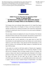 Statement by the Croatian EU Presidency in response to the opening remarks by H.E. Ambassador Sedat Önal, Deputy Minister of Foreign Affairs of Turkey