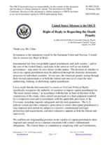 Statement by the Delegation of the United States of America in response to the statements by the delegations on the death penalty in Belarus and the United States of America