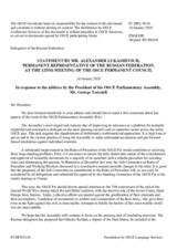 Statement by the Delegation of the Russian Federation in response to the address by the President of the OSCE Parliamentary Assembly, H.E. Mr. George Tsereteli