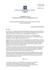 Statement by the Delegation of Norway on the commemoration of International Holocaust Remembrance Day