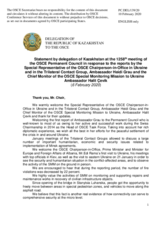 Statement by the Delegation of Kazakhstan in response to the update by Ambassador Heidi Grau and to the report by Ambassador Yaşar Halit Çevik