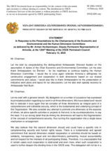 Statement by the Delegation of Armenia in response to the presentations by the Chairpersons of the Economic and Environmental Committee and the Human Dimension Committee