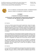 Statement by the Delegation of Armenia on the early parliamentary elections in Azerbaijan, held on 9 February 2020