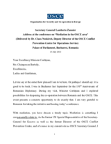 Speech by Secretary General on Mediation in the OSCE Area Speech by Secretary General on Mediation in the OSCE Area