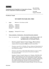 Diario de la 942ª Sesión plenaria del Foro de Cooperación en materia de Seguridad  