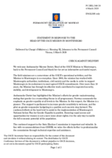 Statement by the Delegation of Norway in response to the report by the Head of the OSCE Mission to Montenegro, Ambassador Maryse Daviet