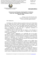 Statement by the Delegation of Uzbekistan on the strategic vision of Uzbekistan on ensuring regional security and tackling problems related to Afghanistan