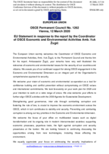 Statement by the Croatian EU Presidency in response to the report by the Co-ordinator of OSCE Economic and Environmental Activities, Ambassador Vuk Žugić