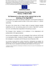 Statement by the Croatian EU Presidency on the trial in connection with the downing of Malaysian Airlines Boeing 777-200, flight MH17 on 17 July 2014