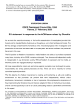 Statement by the Croatian EU Presidency on two years since the murder of Mr. J. Kuciak and his fiancée