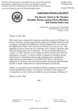 Statement by the Delegation of the United States of America on the attack against Ms. E. Milashina and Ms. M. Dubrovina in Chechnya, Russian Federation, on 6 February 2020