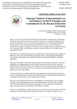Statement by the Delegation of the United States of America on Russia’s ongoing aggression against Ukraine and illegal occupation of Crimea