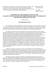 Statement by the Croatian EU Presidency in response to the presentations by Ms. R. Kuko, by Ambassador A. Taşhan, by the Secretary General of the OSCE, Ambassador Thomas Greminger, and by Colonel K. Özyürek