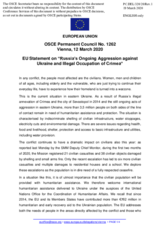 Statement by the Croatian EU Presidency on Russia’s ongoing aggression against Ukraine and illegal occupation of Crimea