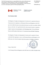 Response by the Delegation of Canada to the Questionnaire on Participating States’ Policy and/or National Practices and Procedures for the Export of Conventional Arms and Related Technology