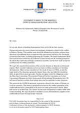 Statement by the Delegation of Norway in response to the update by Ambassador Heidi Grau and to the report by Ambassador Yaşar Halit Çevik