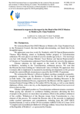 Statement by the Delegation of Ukraine in response to the report by the Head of the OSCE Mission to Moldova, Dr. Claus Neukirch