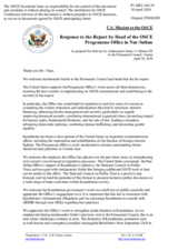 Statement by the Delegation of the United States of America in response to the report by the Head of the OSCE Programme Office in Nur-Sultan, Ambassador György Szabó
