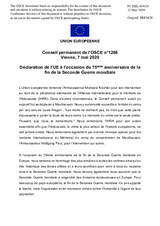 Déclaration de l’UE à l’occasion du 75ème anniversaire de la fin de la Seconde Guerre mondiale