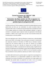 Déclaration des Etats membre de l’UE en réponse à la présentation par le Secrétaire général de l’OSCE sur les grandes lignes du programme 2021