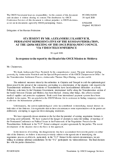 Statement by the Delegation of the Russian Federation in response to the report by the Head of the OSCE Mission to Moldova, Dr. Claus Neukirch