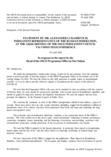Statement by the Delegation of the Russian Federation in response to the report by the Head of the OSCE Programme Office in Nur-Sultan, Ambassador György Szabó