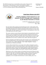 Statement by the Delegation of the United States of America on Russia’s ongoing aggression against Ukraine and illegal occupation of Crimea