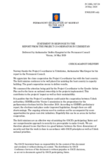 Statement by the Delegation of Norway in response to the report by the OSCE Project Co-ordinator in Uzbekistan, Ambassador John MacGregor