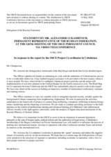 Statement by the Delegation of the Russian Federation in response to the report by the OSCE Project Co-ordinator in Uzbekistan, Ambassador John MacGregor