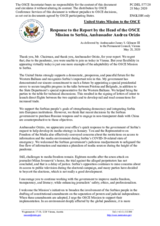 Statement by the Delegation of the United States of America in response to the report by the Head of the OSCE Mission to Serbia, Ambassador Andrea Orizio