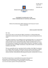 Statement by the Delegation of Norway in response to the report by the High Commissioner on National Minorities, Ambassador Lamberto Zannier