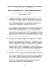 'Inclusivity in mediation processes' by Ambassador Fred Tanner 'Inclusivity in mediation processes' by Ambassador Fred Tanner