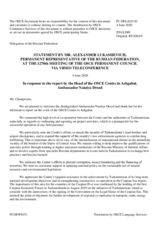 Statement by the Delegation of the Russian Federation in response to the report by the Head of the OSCE Centre in Ashgabat, Ambassador Natalya Drozd