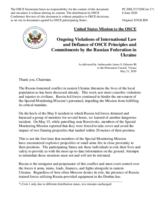 Statement by the Delegation of the United States of America on Russia’s ongoing aggression against Ukraine and illegal occupation of Crimea