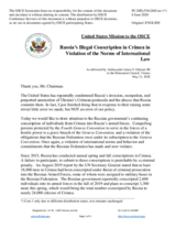 Statement by the Delegation of the United States of America on Russia’s illegal conscription in Crimea in violation of the norms of international law