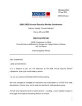 Opening Address by H.E. Edi Rama, OSCE Chairperson-in-Office, Prime Minister and Minister for Europe and Foreign Affairs