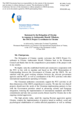 Statement by the Delegation of Ukraine in response to the report by the OSCE Project Co-ordinator in Ukraine, Ambassador Henrik Villadsen