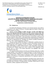 Statement by the Delegation of the United States of America on the subject of Russia’s ongoing aggression against Ukraine and illegal occupation of Crimea