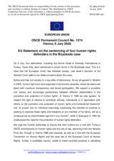 Statement by the German EU Presidency on recent sentencing of human rights defenders in Turkey