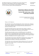 Statement by the Delegation of the United States of America on the 25th anniversary of the genocide in Srebrenica, Bosnia and Herzegovina