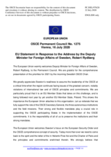 Statement by the German EU Presidency in response to the address by the Deputy Minister for Foreign Affairs of Sweden, Mr. Robert Rydberg
