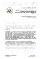 Statement by the Delegation of the United States of America on Russia’s ongoing aggression against Ukraine and illegal occupation of Crimea