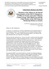 Statement by the Delegation of the United States of America in response to the address by Ambassador Heidi Grau and to the report by Ambassador Yaşar Halit Çevik
